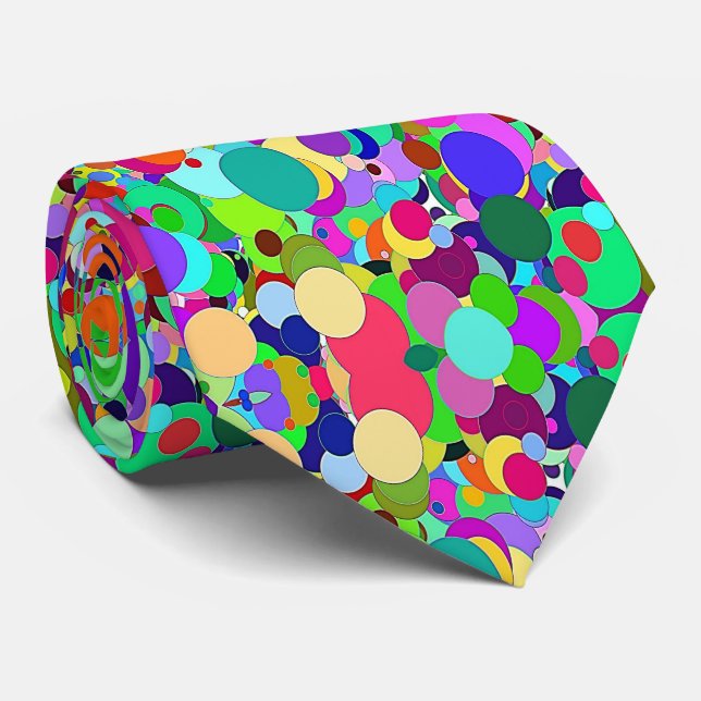 Men Designer Ties Colourful Circles Circular (Rolled)