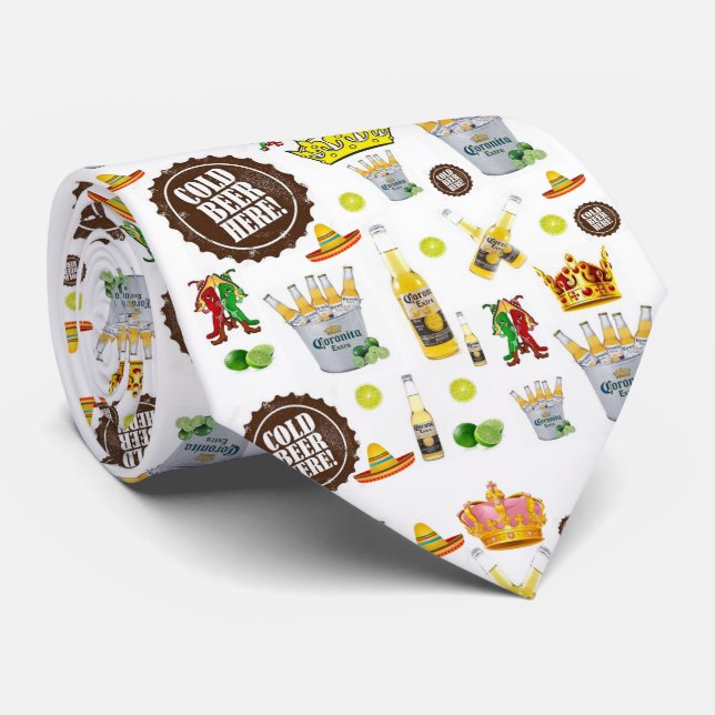 Men Designer Ties Corona Beer (Rolled)