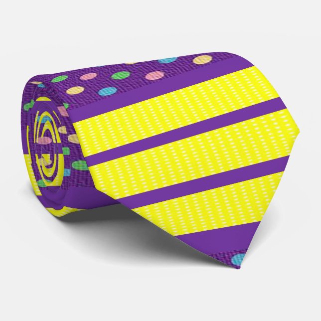 Men Designer Ties Purple Yellow (Rolled)