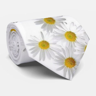 Men Designer White Daisy Tie