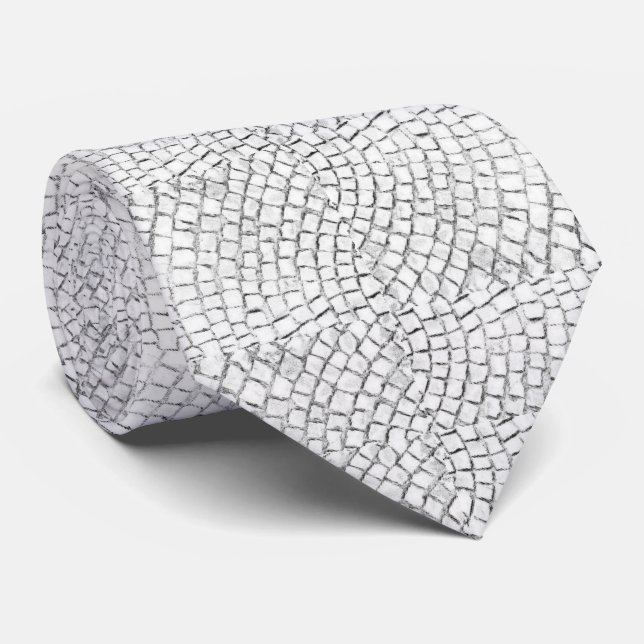 Men Designer White Pavers Tie (Rolled)