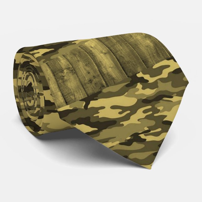Men Designer Yellow Army Tie (Rolled)