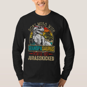 Men Distressed Grandpasaurus Dinosaur Rex Father's T-Shirt