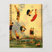 Men diving into Pool Vintage 1898 Circus Poster