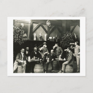 Men Drinking in the Tavern Vintage Postcard
