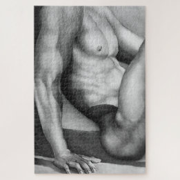 Men Fine Art Drawing of Male-nude Cool Chic Jigsaw Puzzle