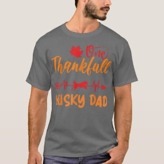 Men Heartbeat Thanksgiving One Thankful Husky Dad T-Shirt
