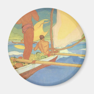'Men in an Outrigger Canoe Headed for Shore' Magnet