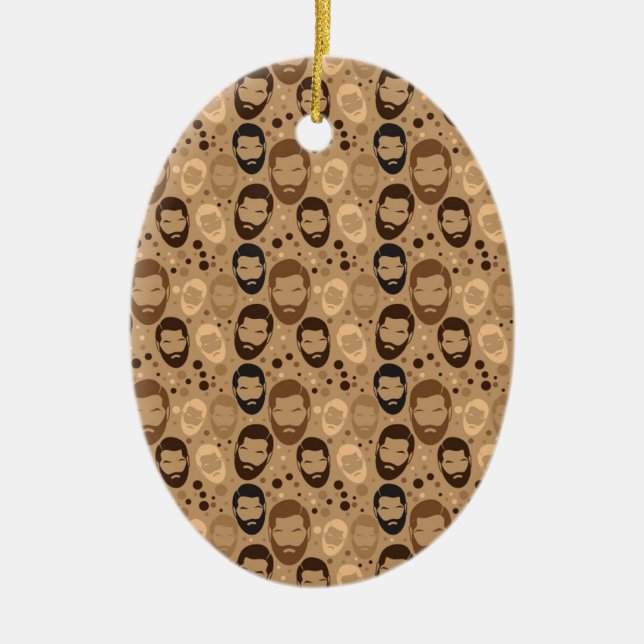 Men in Beards pattern Ceramic Ornament (Front)
