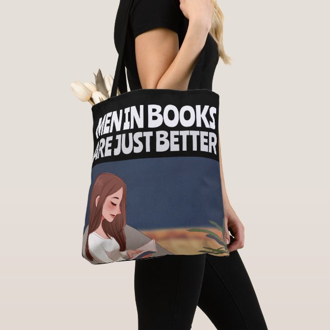 MEN IN BOOKS ARE JUST BETTER BOOK TOTE TOTES (Close Up)
