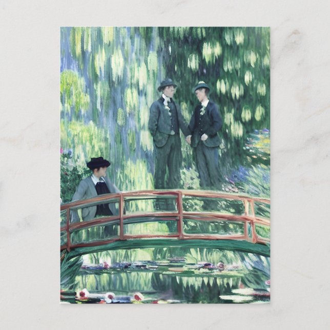Men in Love in the garden in the Style of Monet Postcard (Front)