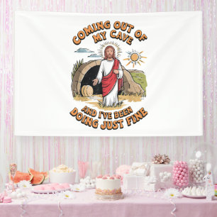 Men Jesus Coming Out of My Cave Banner