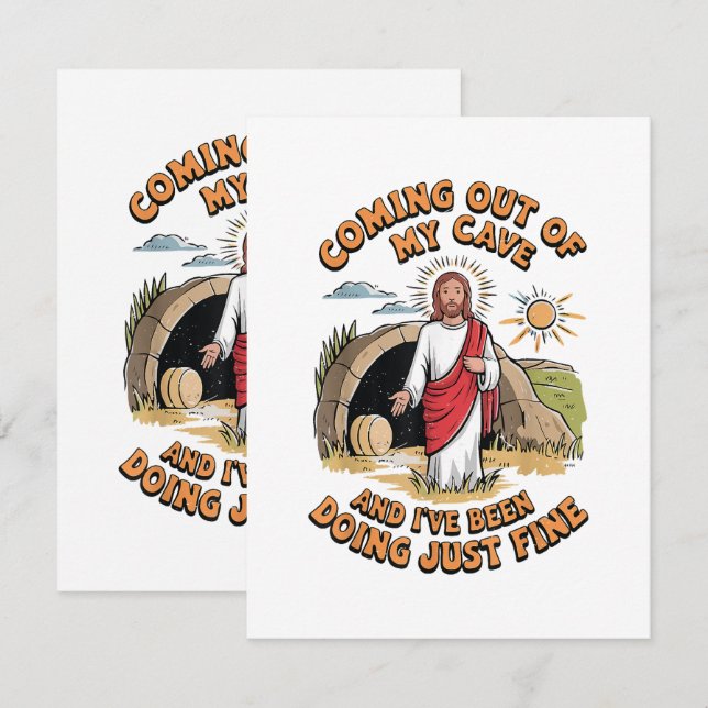 Men Jesus Coming Out of My Cave Card (Front/Back)