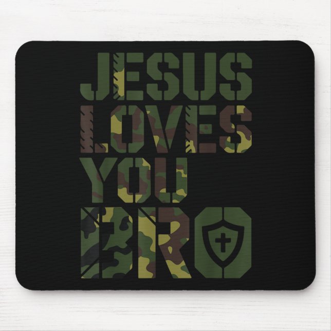 Men Jesus Loves You Bro Funny Christian Boy Godson Mouse Pad (Front)