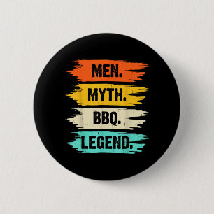 Men Myth Bbq Legend Fathers Day Grill King 2 Inch Round Button