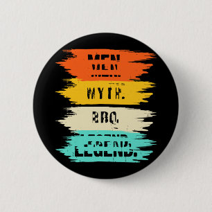 Men Myth Bbq Legend Fathers Day Grill King 2 Inch Round Button