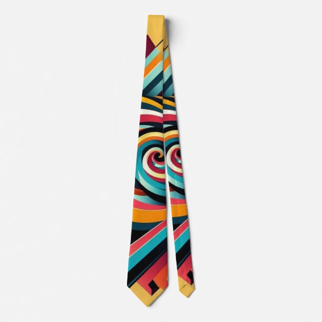 Men Neck Tie: Colourful Geometric Design, Art Tie (Front)