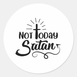 Men Not Today Satan V-Neck Graphic T-Shirt Classic Round Sticker
