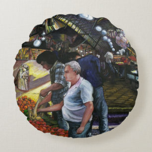 Men of Commerce, Jerusalem Round Pillow