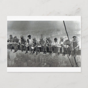 Men on rail vintage photography postcard