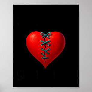 Men Open Heart Surgery Survivor Stitched Poster