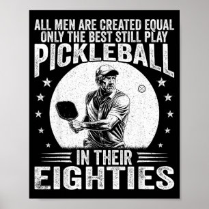 Men play pickle ball in eighties funny pickleball poster