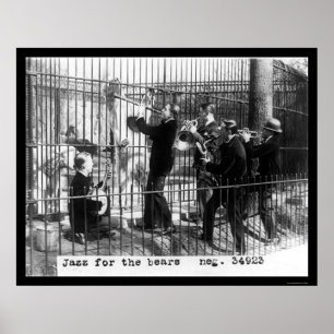 Men Playing Jazz Music by a Polar Bear 1924 Poster
