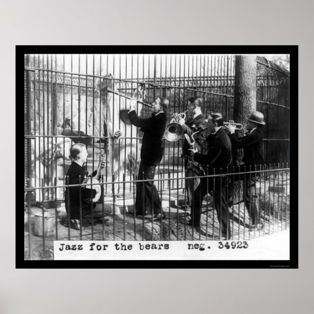 Men Playing Jazz Music by a Polar Bear 1924 Poster (Front)