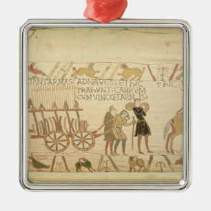 Men pulling a cart loaded with wine and arms metal ornament