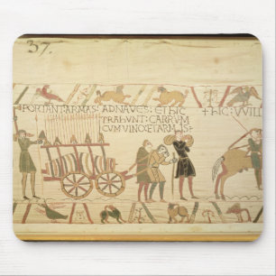 Men pulling a cart loaded with wine and arms mouse pad