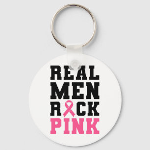 Men Rock Pink Breast Cancer Awareness Keychain