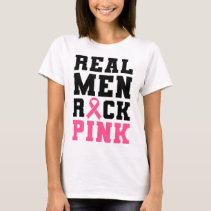 Men Rock Pink Breast Cancer Awareness T-Shirt