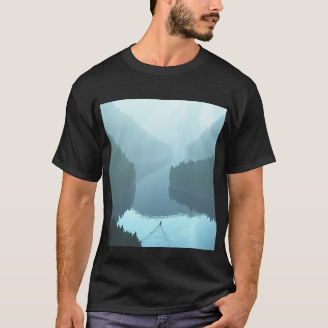 Men’s black T-shirt with "Draney Inlet" image (Front)