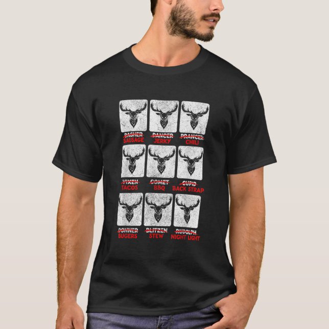 Men s Deer Hunting Fast Foods Reindeer Hunter Dad  T-Shirt (Front)