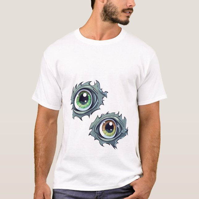 Men’s T-Shirt with Ripped-Eye Cartoon Design (Front)