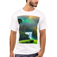 Men’s white T-shirt medium beautiful tropical 
