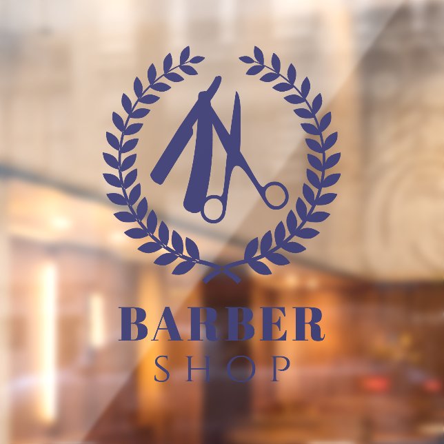 Men salon simple logo custom name modern navy window cling (Sheet 2)