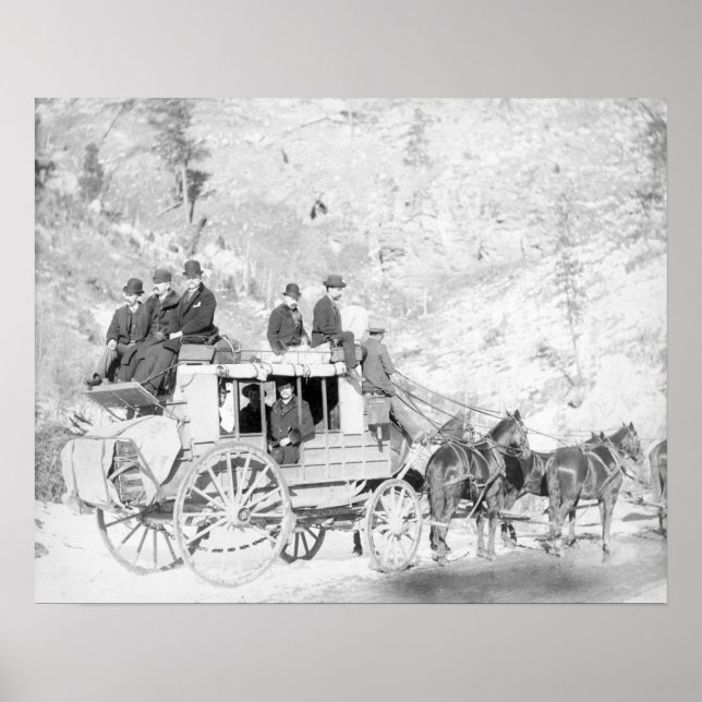 Men Sitting on a "Deadwood Coach" Photograph Poster (Front)