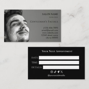 Men Skincare facial treatments Beauty Salon Appointment Card