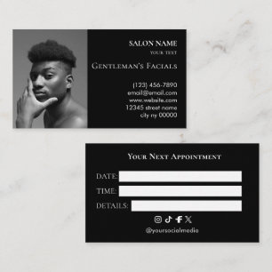 Men Skincare facial treatments Beauty Salon Appointment Card