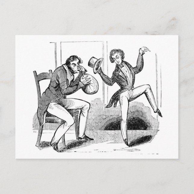 Men Sniffing Nitrous Oxide Cartoon Postcard (Front)