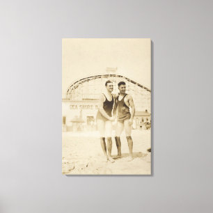 Men Standing on Beach Canvas Print