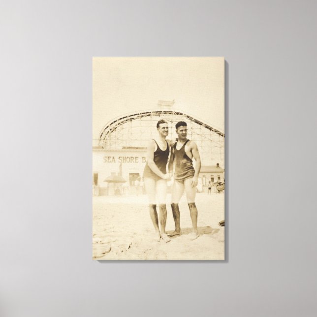 Men Standing on Beach Canvas Print (Front)