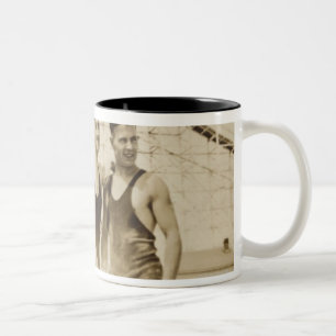 Men Standing on Beach Two-Tone Coffee Mug