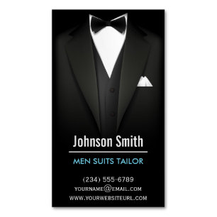 Men Suits Tailor - Modern Professional Black White Magnetic Business Card