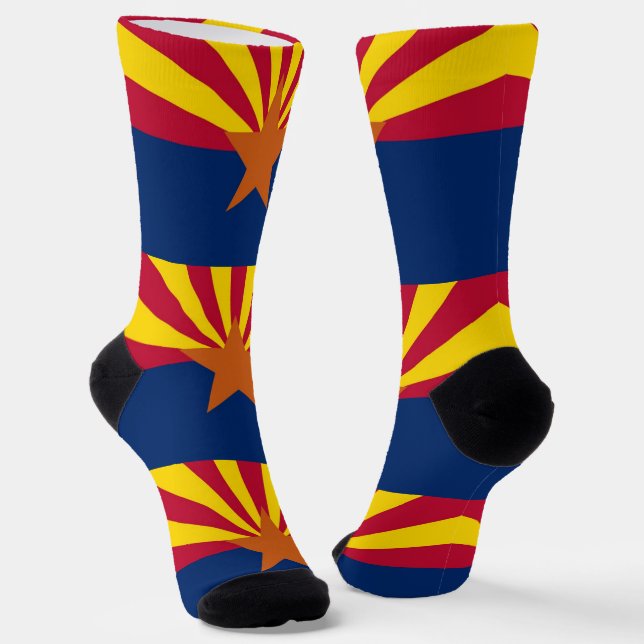 Men sustainable crew socks with flag of Arizona (Angled)