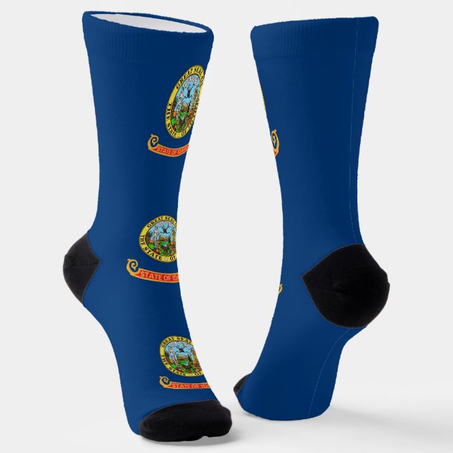Men sustainable crew socks with flag of Idaho (Angled)
