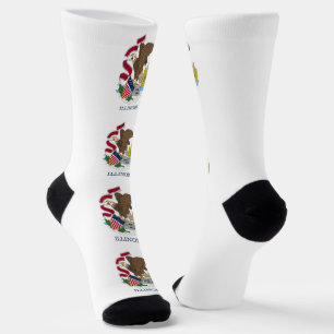 Men sustainable crew socks with flag of Illinois