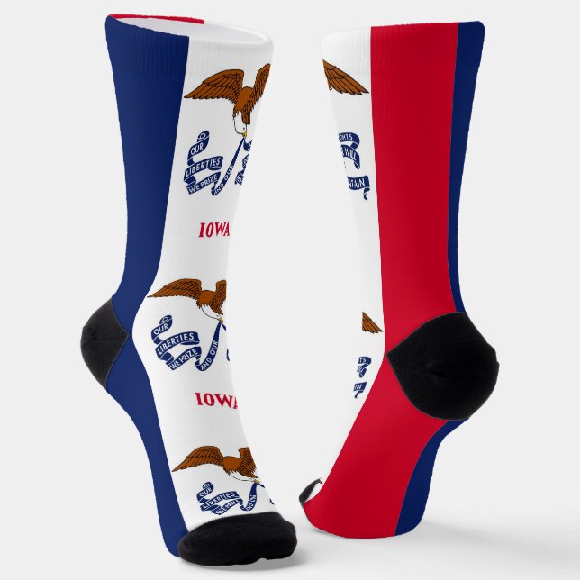 Men sustainable crew socks with flag of Iowa (Angled)