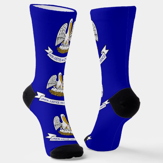 Men sustainable crew socks with flag of Louisiana (Angled)